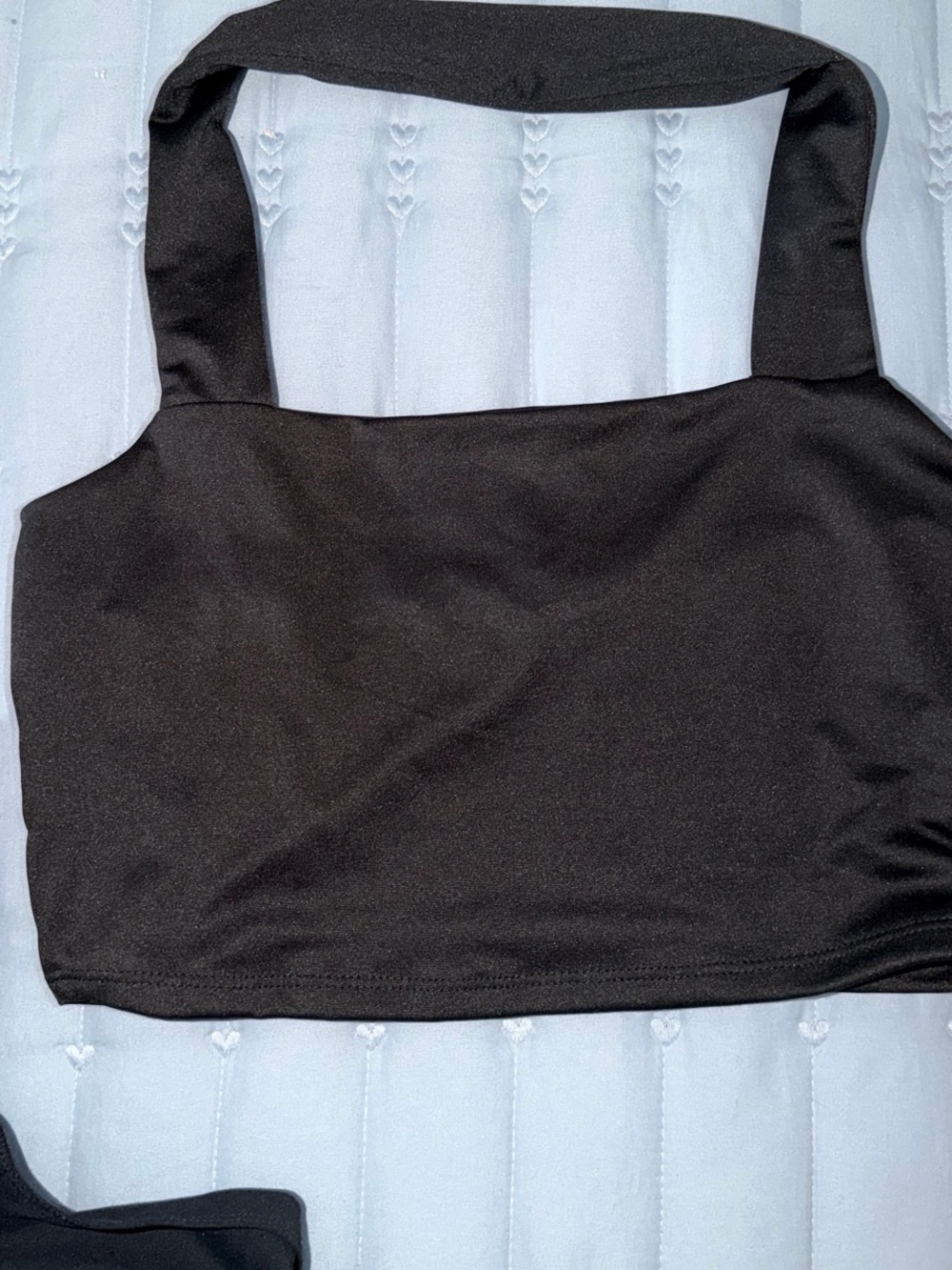 Black Square Neck Halter Crop Top